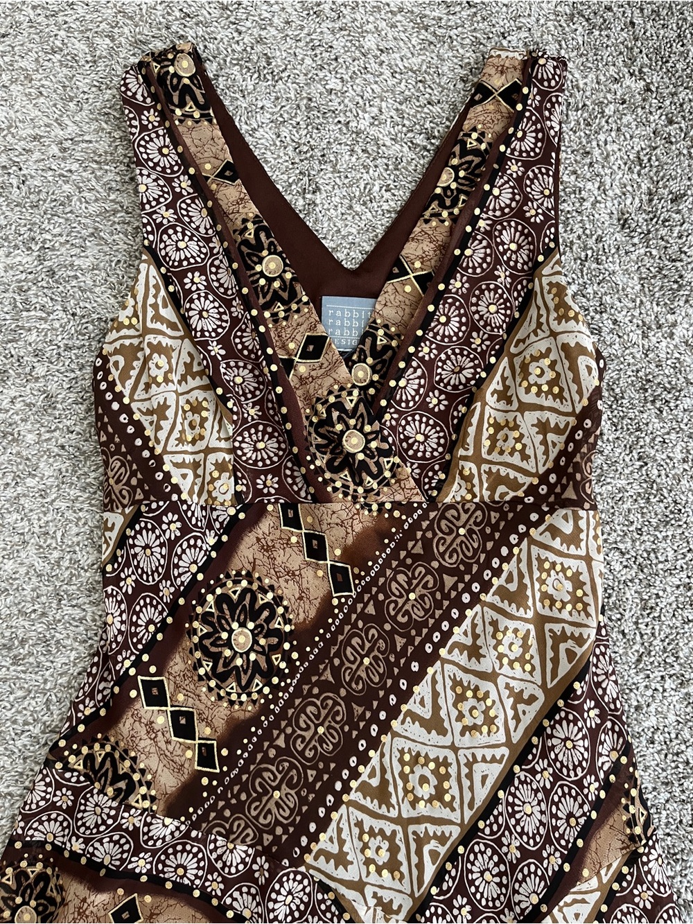 Rabbit Rabbit Rabbit Designs Brown Asymmetrical Midi Dress - Picture 4 of 5